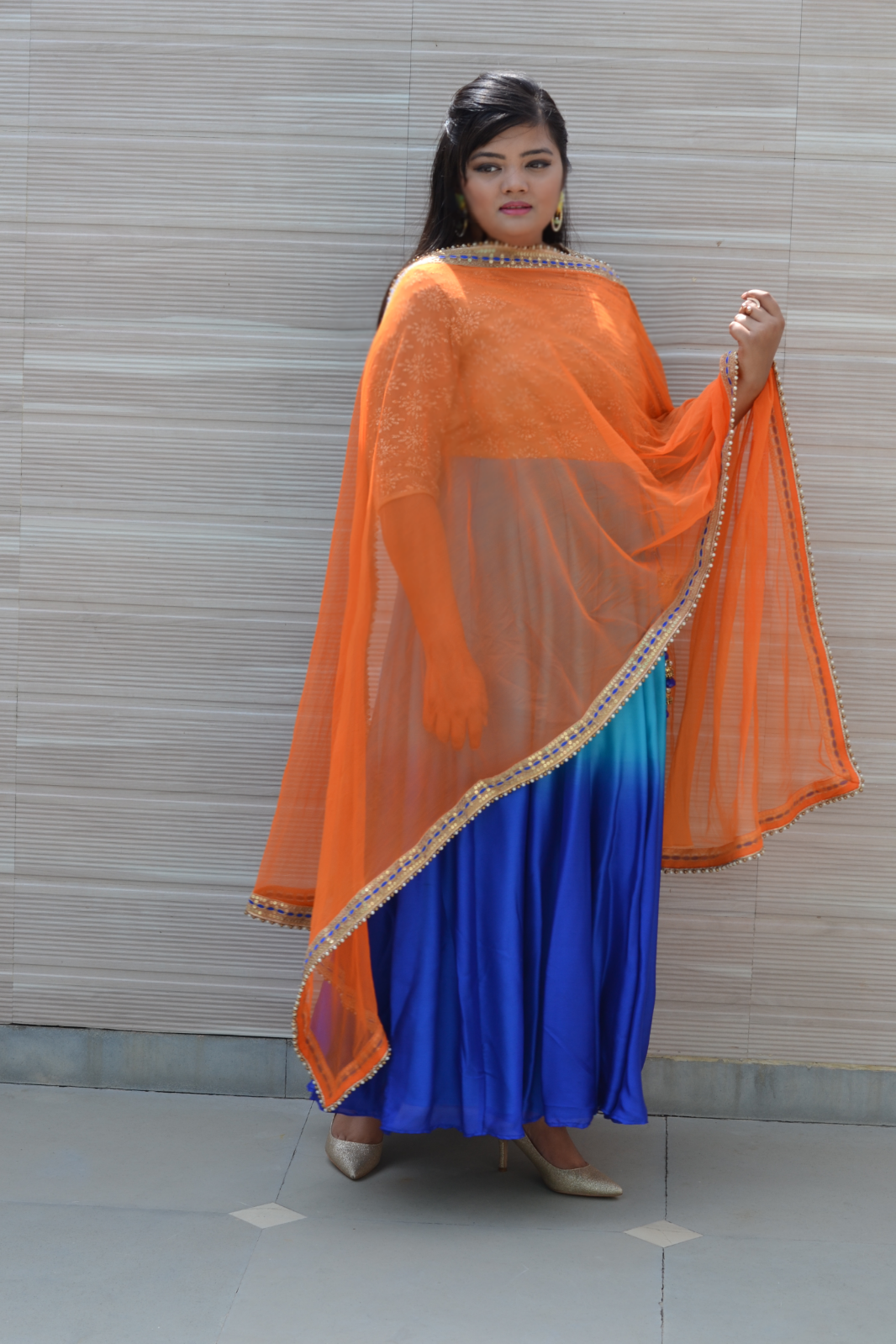 dupatta style on frock suit